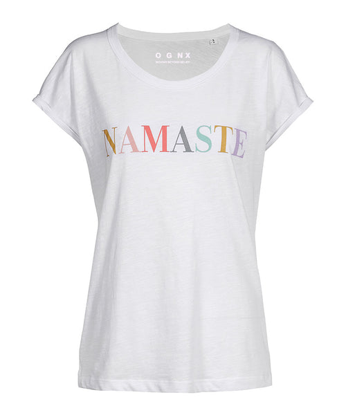 | color:white |yoga summer t-shirt namaste white