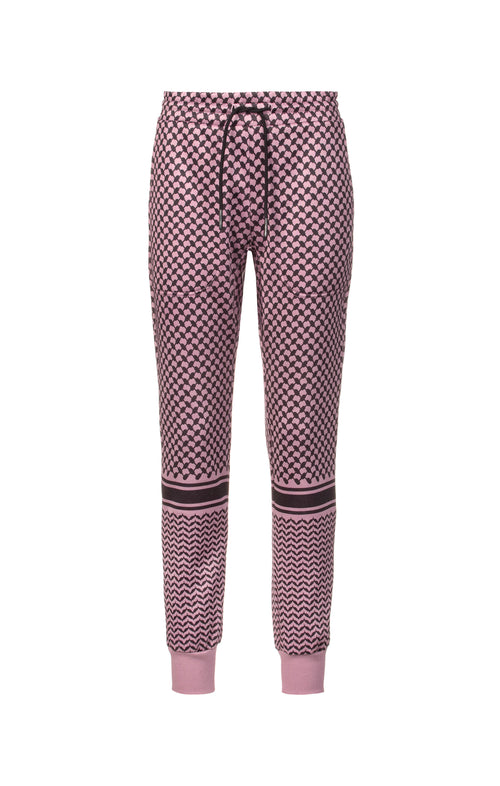 | color:pink |yoga pants pink keffiah pattern 