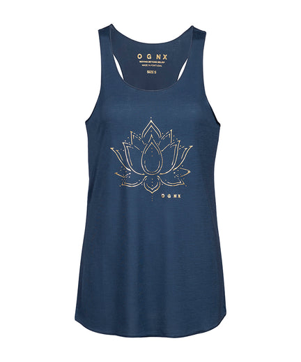 | color:blue |yoga tank lotus flower tencel |yoga clothes