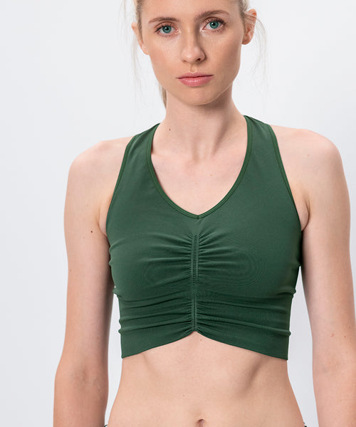 | color:green |yoga bra medium support |sport cropped top