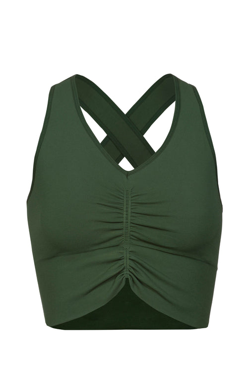 | color:green |yoga bra medium support |sport cropped top