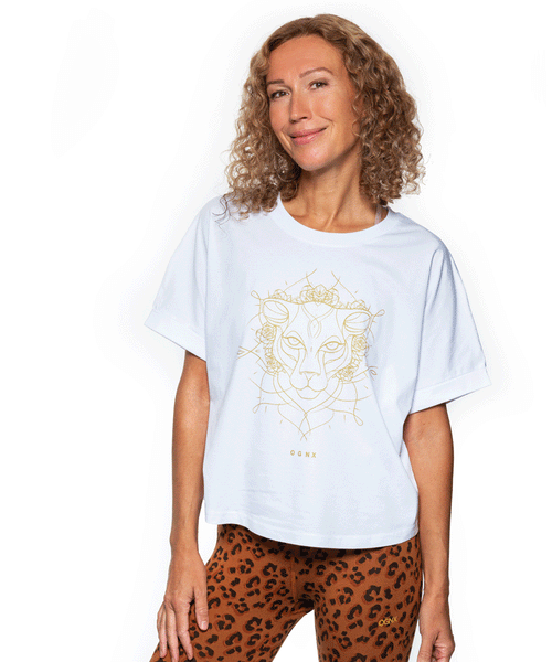 | color:white |yoga t-shirt ranja weis yoga |t-shirt leopard